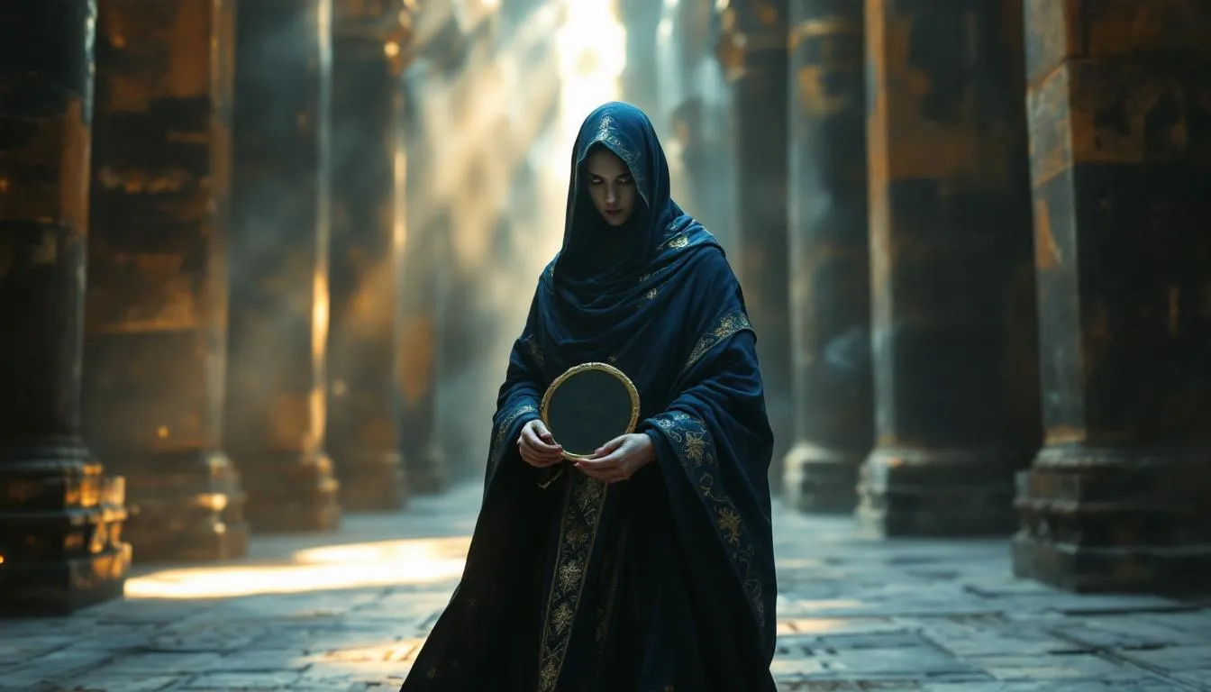 une oracle dans des temps anciens fais de la divination dans un temple